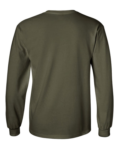 Gildan Unisex Ultra Cotton® Long Sleeve T-Shirt 2400 #color_Military Green
