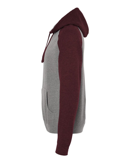 Independent Trading Co. Raglan Hooded Sweatshirt IND40RP #color_Gunmetal Heather/ Burgundy Heather