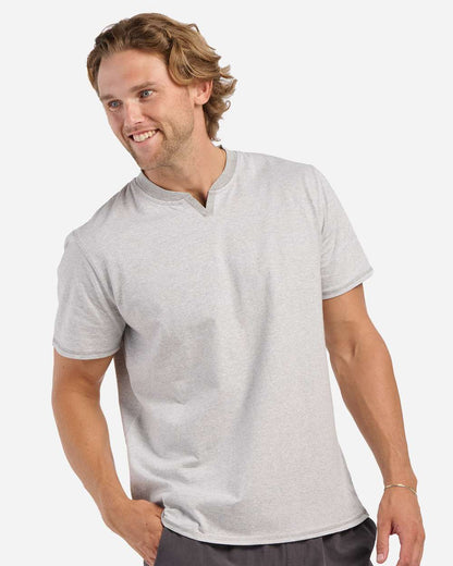Boxercraft Men's Striped V-Notch T-Shirt BM2401 #colormdl_Oxford Heather/ White