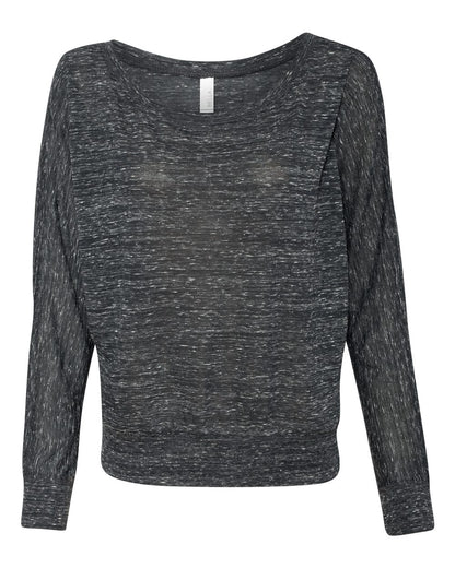 BELLA + CANVAS Women’s Flowy Off Shoulder Long Sleeve Tee 8850 #color_Black Marble