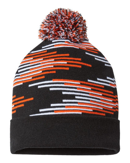 CAP AMERICA USA-Made Bar Beanie RKB12 #color_Black/ Deep Orange/ White