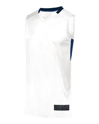 Augusta Sportswear Youth Step-Back Basketball Jersey 1731 #color_White/ Navy