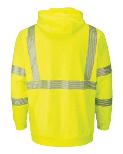 Bulwark Hi-Visibility Zip-Front Hooded Fleece Sweatshirt with Waffle Lining SMZ4HV #color_Yellow/ Green