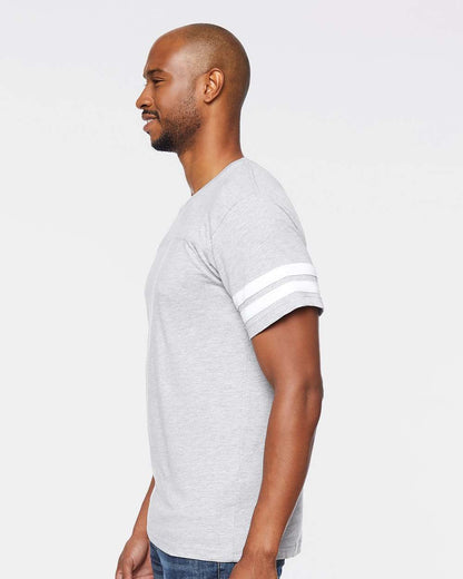 LAT Men's Football Fine Jersey Tee 6937 #colormdl_Vintage Heather/ White