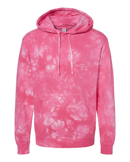 Independent Trading Co. Unisex Midweight Tie-Dyed Hooded Sweatshirt PRM4500TD #color_Tie Dye Pink