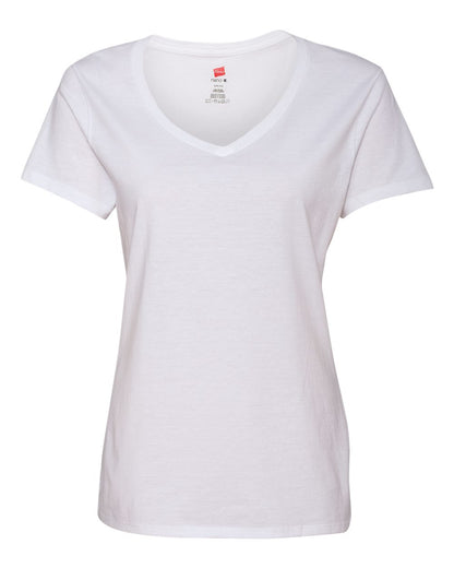 Hanes Women's Perfect-T V-Neck T-Shirt S04V #color_White