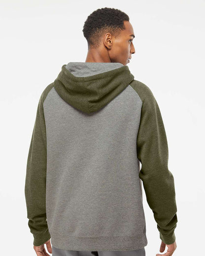 Independent Trading Co. Raglan Hooded Sweatshirt IND40RP #colormdl_Gunmetal Heather/ Army Heather