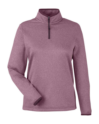 CORE365 Women's Venture Heathered Stripe Quarter-Zip Pullover CE73W #color_Burgundy/ White