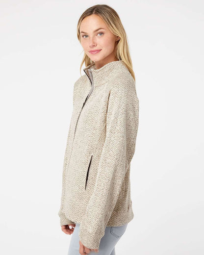 J. America Women's Traverse Full-Zip Sweater 8716 #colormdl_Oatmeal Herringbone