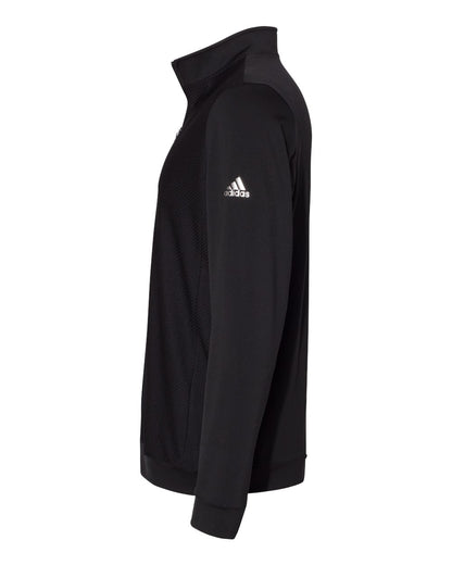 Adidas Men's Textured Quarter-Zip Pullover A295 #color_Black