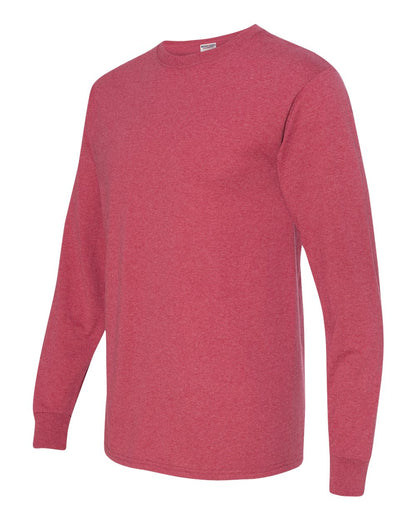 JERZEES Men's Dri-Power® Long Sleeve 50/50 T-Shirt 29LSR #color_Vintage Heather Red