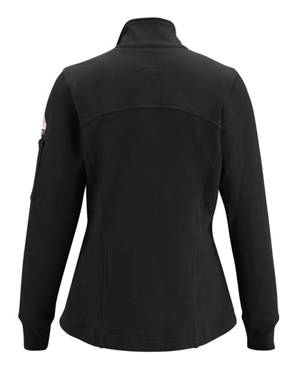 Bulwark Women's Zip Front Fleece Jacket-Cotton/Spandex Blend SEZ3 #color_Black