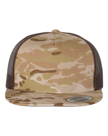 YP Classics Five-Panel Classic Trucker Cap 6006 #color_Multicam Arid/ Brown