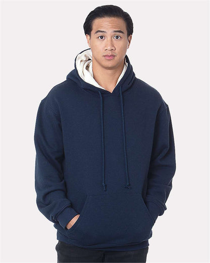 Bayside USA-Made Super Heavy Thermal Lined Hooded Sweatshirt 930 #colormdl_Navy/ Cream