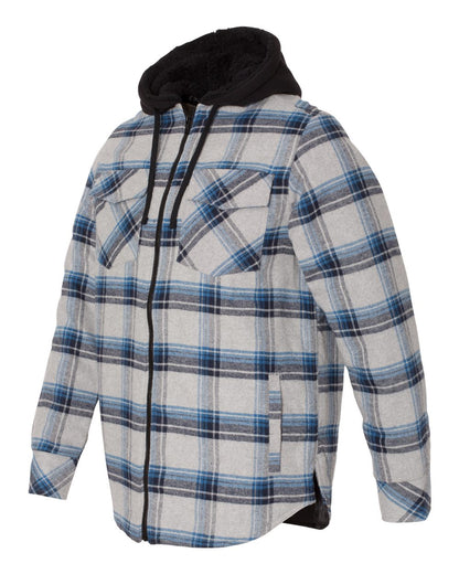 Burnside Quilted Flannel Hooded Jacket 8620 #color_Grey/ Blue