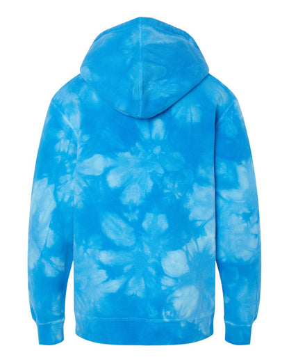 Independent Trading Co. Youth Midweight Tie-Dyed Hooded Sweatshirt PRM1500TD #color_Tie Dye Aqua Blue