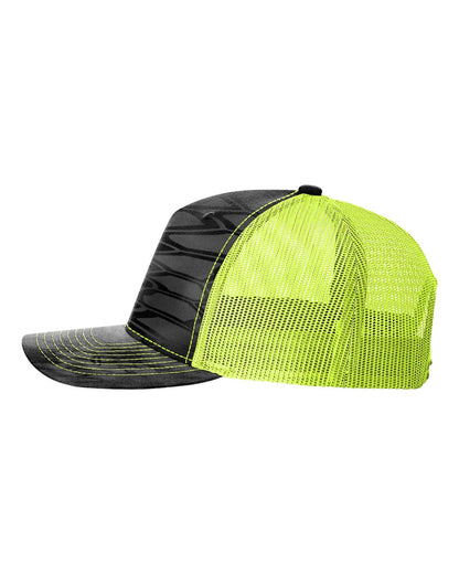 Richardson Five-Panel Printed Trucker Cap 112PFP #color_Kryptek Typhon/ Neon Yellow