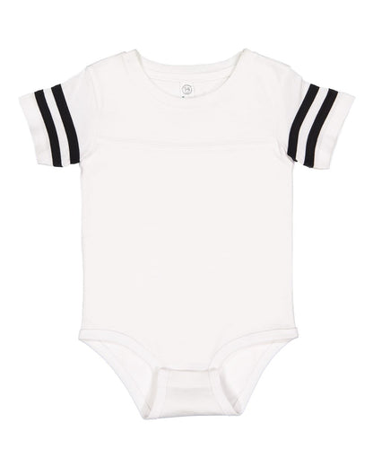Rabbit Skins Infant Football Fine Jersey Bodysuit 4437 #color_White Solid/ Black