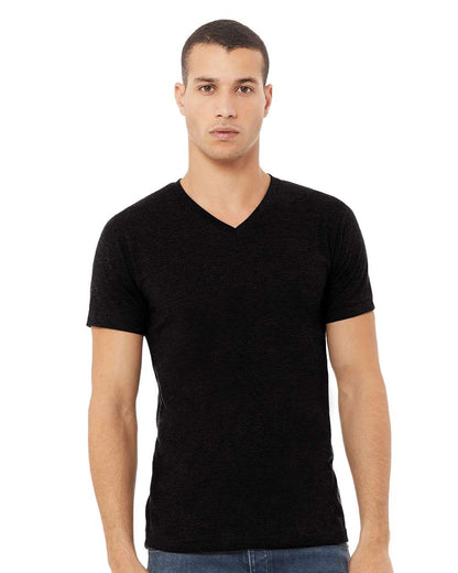 BELLA + CANVAS Heather CVC V-Neck Tee 3005CVC #colormdl_Solid Black Blend