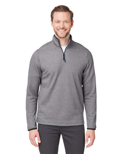CORE365 Men's Venture Heathered Stripe Quarter-Zip Pullover CE73 #colormdl_Black/ White