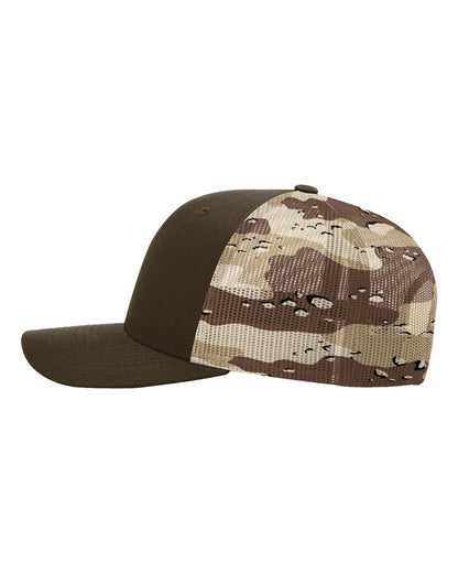 Richardson Printed Mesh Trucker Cap 112PM #color_Brown/ Desert Camo