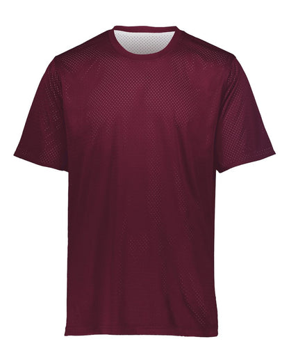 Augusta Sportswear Youth Short Sleeve Mesh Reversible Jersey 1603 #color_Maroon/ White