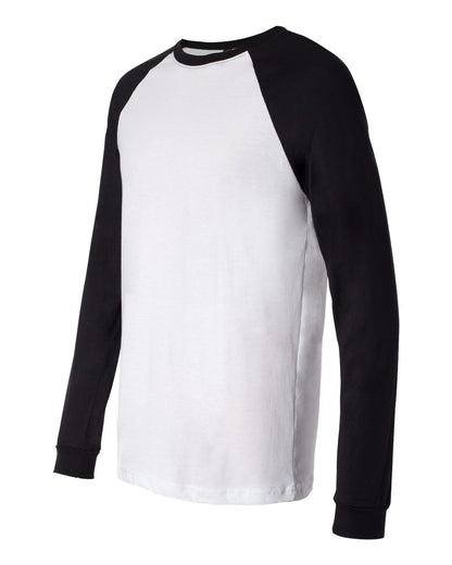 BELLA + CANVAS Men's Long Sleeve Jersey Baseball Tee 3000 #color_White/ Black