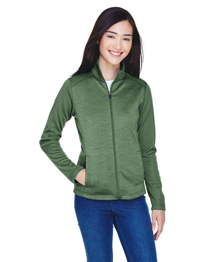 Devon & Jones Women's Newbury Colorblock Mélange Fleece Full-Zip Jacket DG796W #colormdl_Forest/ Forest Heather