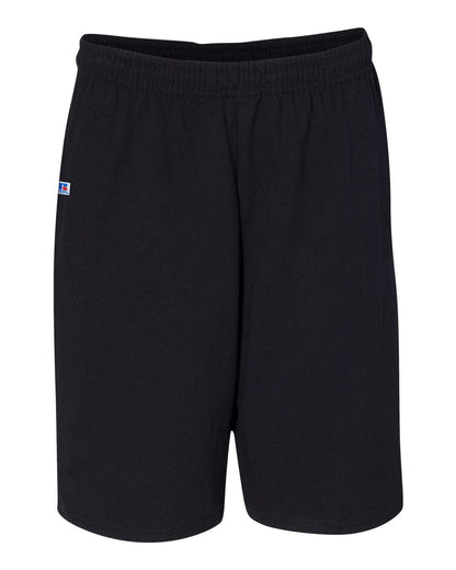 Russell Athletic Men's Cotton Classic Jersey Shorts with Pockets 25843M #color_Black