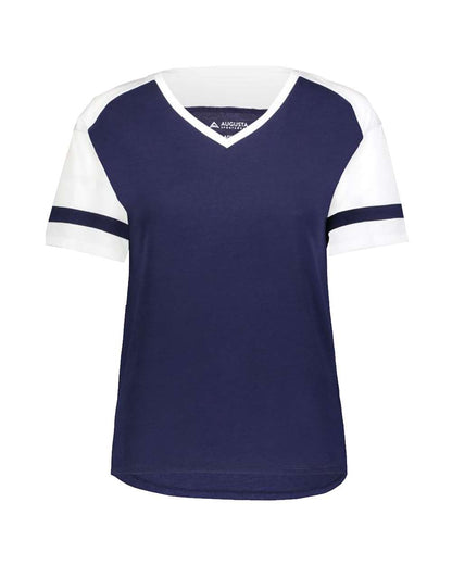 Augusta Sportswear Women's Triblend Fanatic 2.0 V-Neck T-Shirt 2914 #color_Navy/ White