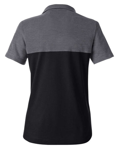 CORE365 Women's Fusion ChromaSoft™ Colorblock Polo CE112CW #color_Black/ Carbon Heather