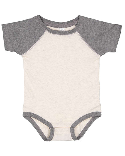 Rabbit Skins Infant Baseball Fine Jersey Bodysuit 4430 #color_Natural Heather/ Granite Heather