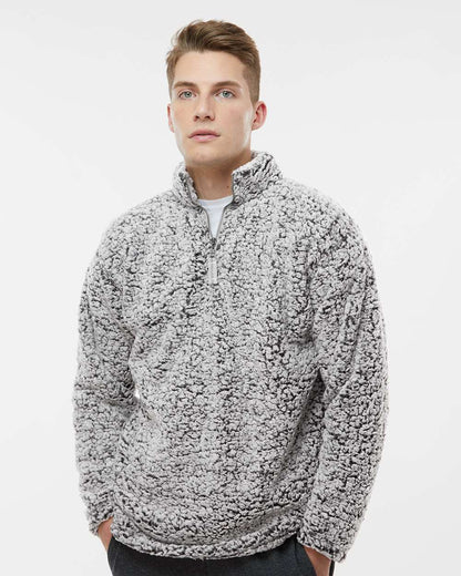 J. America Men's Sherpa Quarter-Zip Pullover 8454 #colormdl_Black Heather