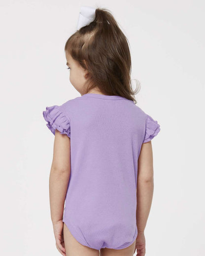 Rabbit Skins Infant Flutter Sleeve Baby Rib Bodysuit 4439 #colormdl_Lavender