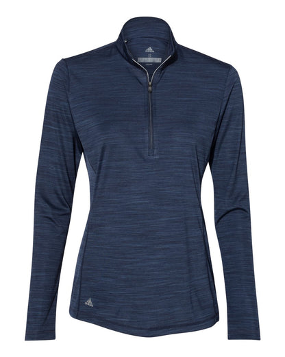 Adidas Women's Lightweight Mélange Quarter-Zip Pullover A476 #color_Collegiate Navy Melange