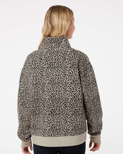 MV Sport Women's Sueded Fleece Quarter-Zip Sweatshirt W22713 #colormdl_Atmosphere/ Black Leopard