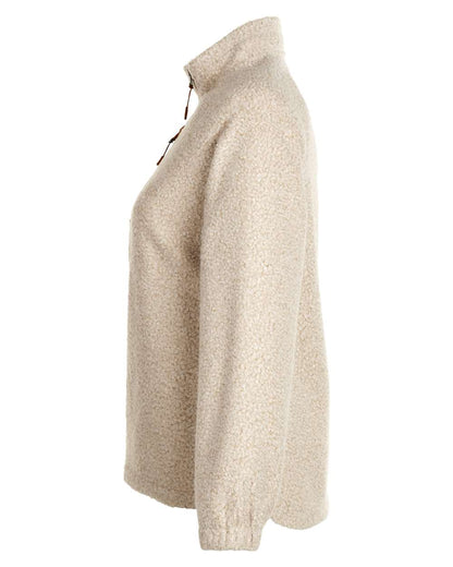 North End Women's Aura Sweater Fleece Quarter-Zip Pullover NE713W #color_Oatmeal Heather/ Teak