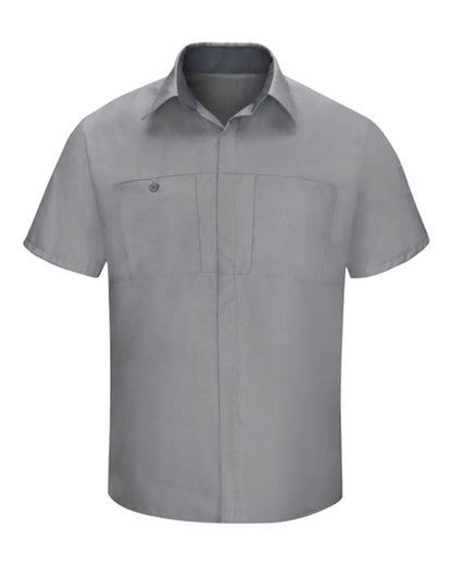 Red Kap Men's Performance Plus Short Sleeve Shirt with Oilblok Technology SY42 #color_Light Grey/ Charcoal
