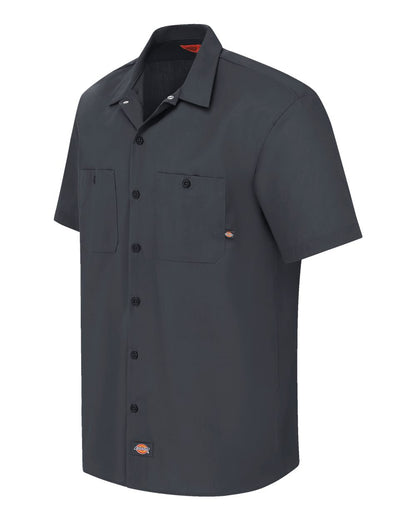 Dickies Men's Tall Industrial Short Sleeve Work Shirt S535T #color_Dark Charcoal