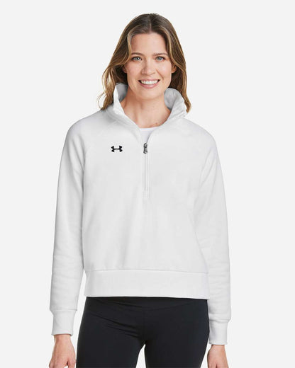 Under Armour Women's Rival Fleece Quarter-Zip Pullover 1379492 #colormdl_White/ Black