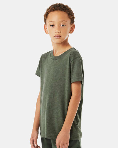 BELLA + CANVAS Youth CVC Jersey Tee 3001YCVC #colormdl_Heather Military Green