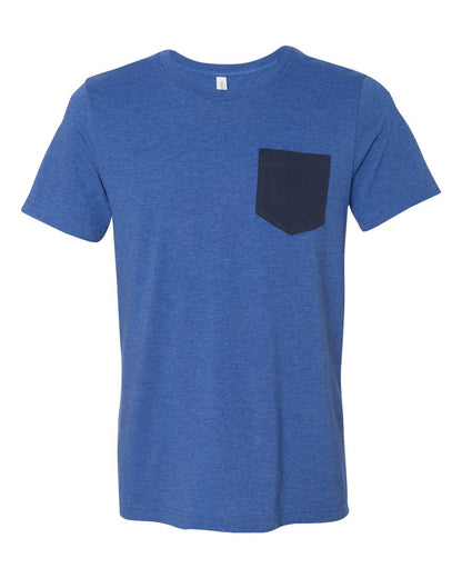 BELLA + CANVAS Jersey Pocket Tee 3021 #color_Heather True Royal/ Navy