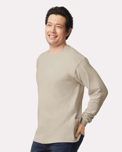 Gildan Unisex Ultra Cotton® Long Sleeve T-Shirt 2400 #colormdl_Sand