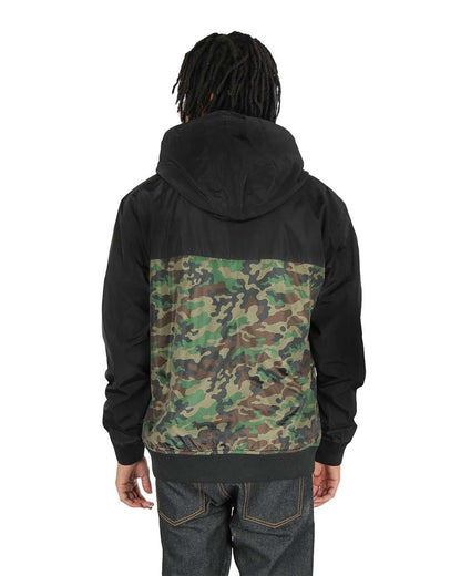 Shaka Wear Unisex Windbreaker Jacket SHWBJ #colormdl_Black/ Camo Green