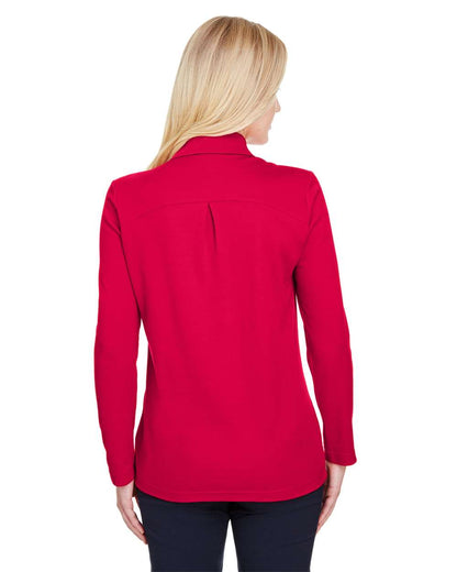 Devon & Jones Women's CrownLux Performance® Plaited Long Sleeve Polo DG20LW #colormdl_Red