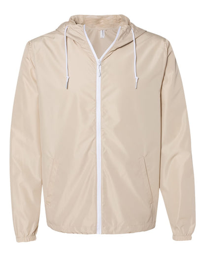 Independent Trading Co. Lightweight Windbreaker Full-Zip Jacket EXP54LWZ #color_Classic Khaki/ White Zipper