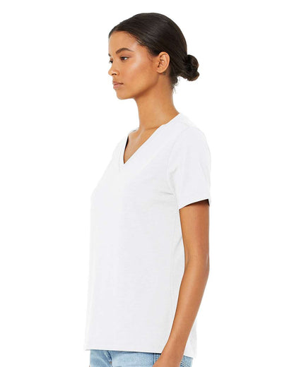 BELLA + CANVAS Women's Relaxed Heather CVC V-Neck Tee 6405CVC #colormdl_Solid White Blend