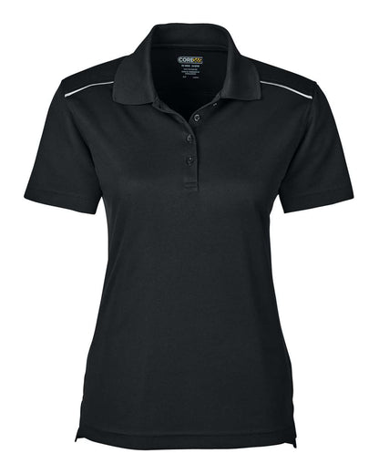 CORE365 Women's Radiant Performance Piqué Polo with Reflective Piping 78181R #color_Black