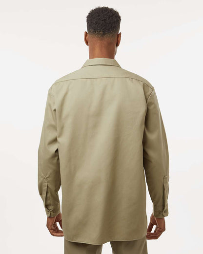 Dickies Men's Tall Long Sleeve Work Shirt 5574T #colormdl_Khaki