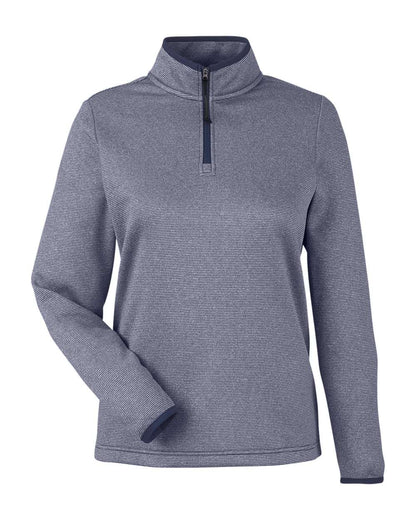 CORE365 Women's Venture Heathered Stripe Quarter-Zip Pullover CE73W #color_Classic Navy/ White